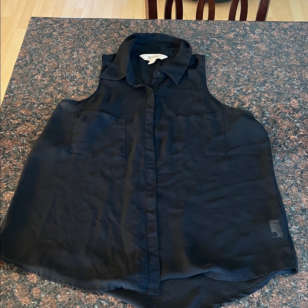 Equipment Black Silk Sleeveless Collared Blouse